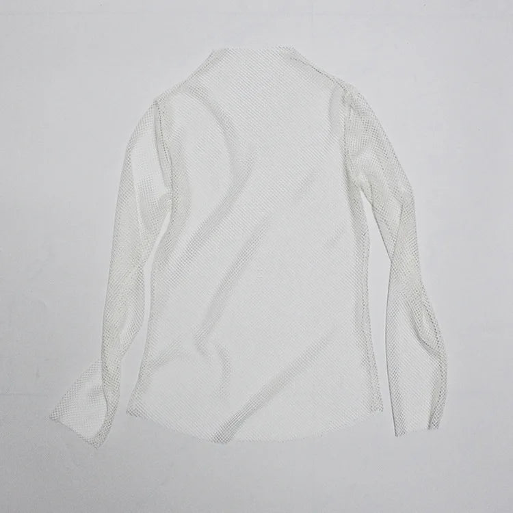 Maglietta a rete trasparente donna