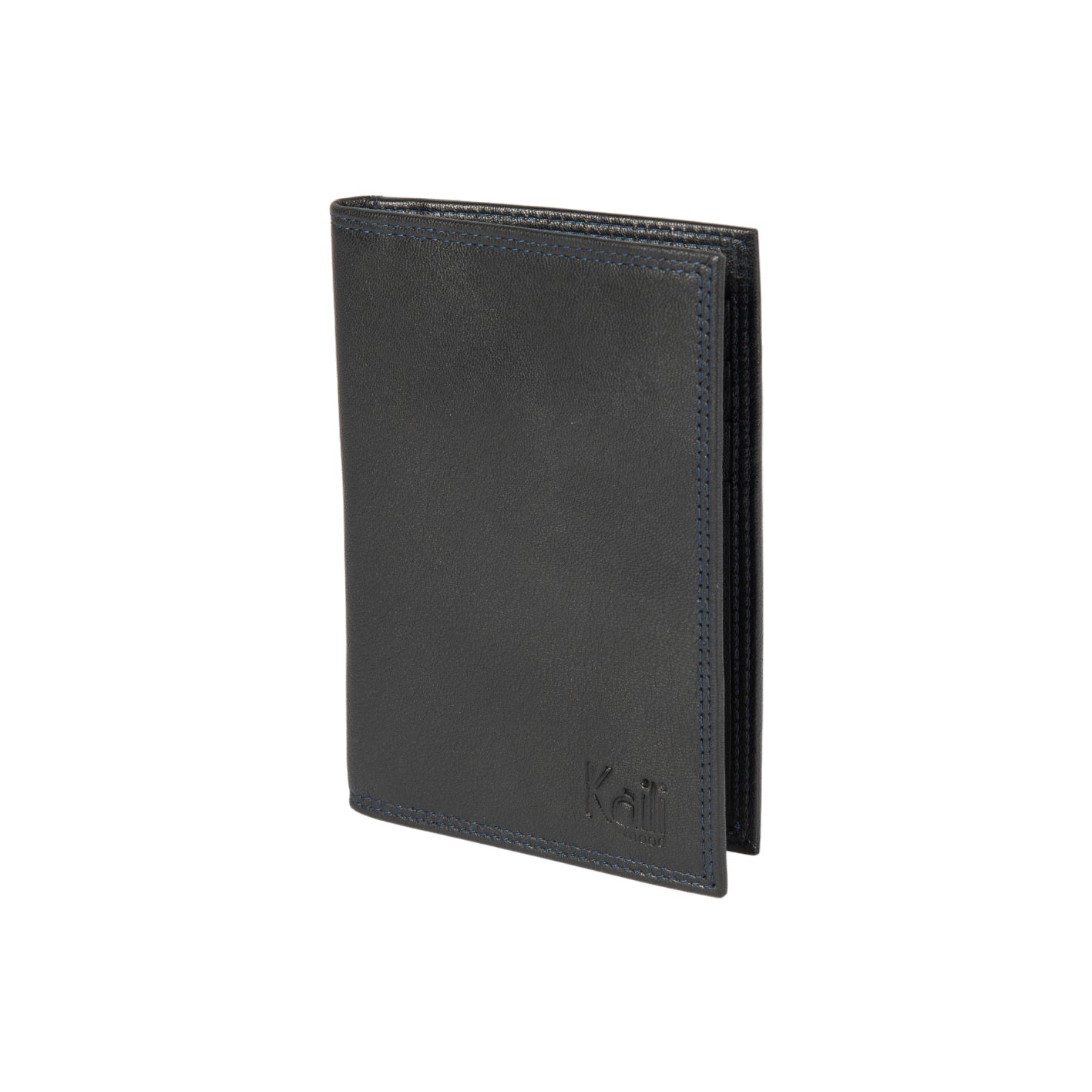 K10222AB | Document Holder + Passport in genuine full-grain leather, with light grain. Black color. Size when closed: 10 x 14 x 1 cm - Packaging: hard bottom/cover Gift Box-0