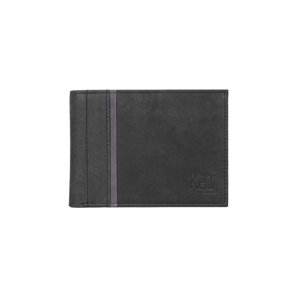 K12220AF | Men's wallet in genuine full-grain leather, Naked. Black color. RFID protection. Size when closed: 11.5 x 8.3 x 2 cm. Packaging: gift box bottom/cover-3