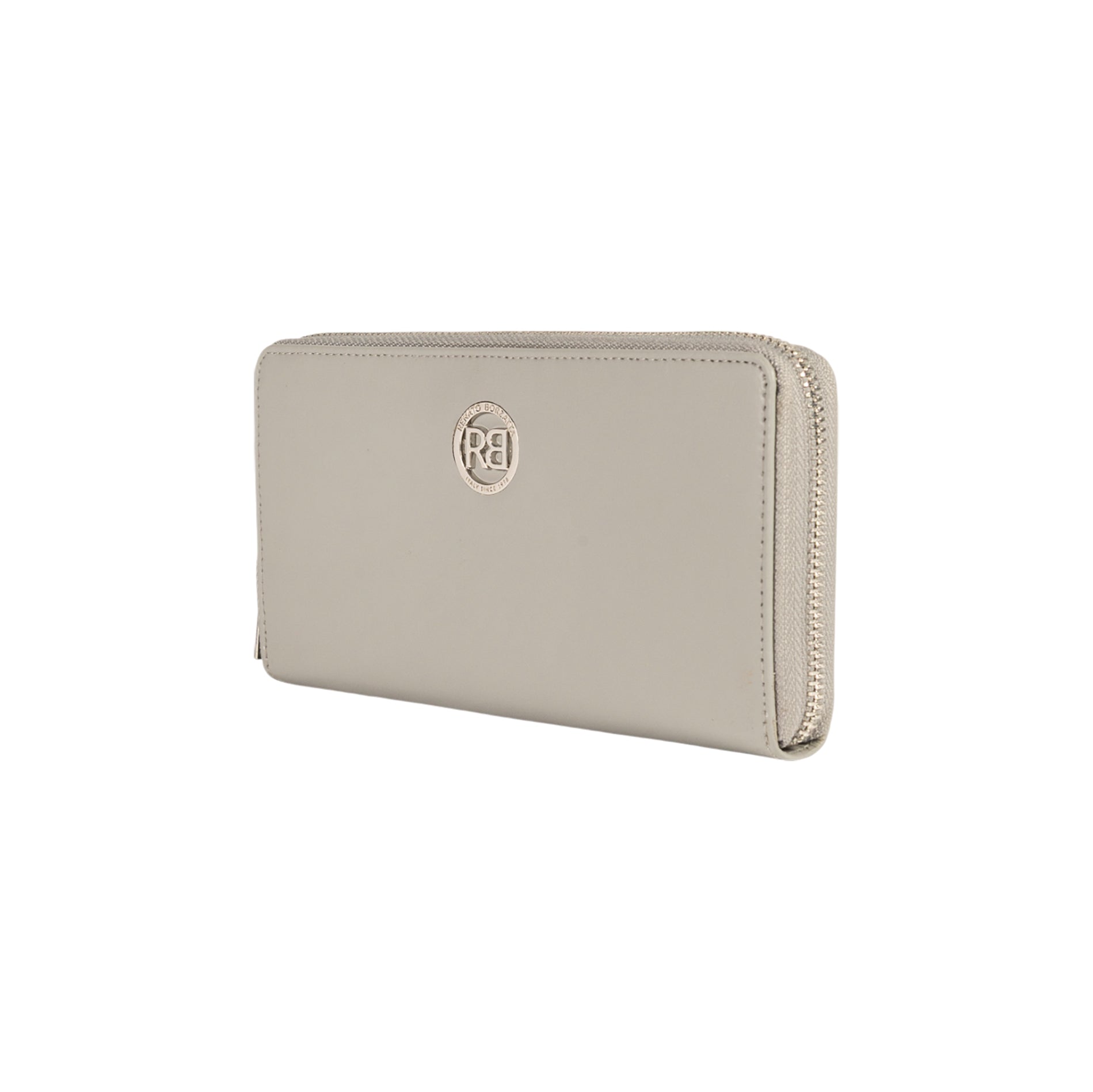 RB1084SF | Women's zippered wallet made in Italy in smooth, matte genuine leather. Color: Gray. Dimensions: 20 x 10 x 2.5 cm.