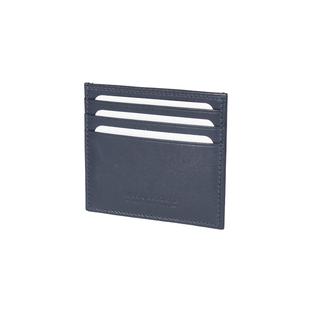 RB12016D | Credit Card Holder in genuine full-grain leather, with light grain. Blue color. RFID protection. Size: 10 x 8 x 0.5 cm. Packaging: gift box bottom/cover-0